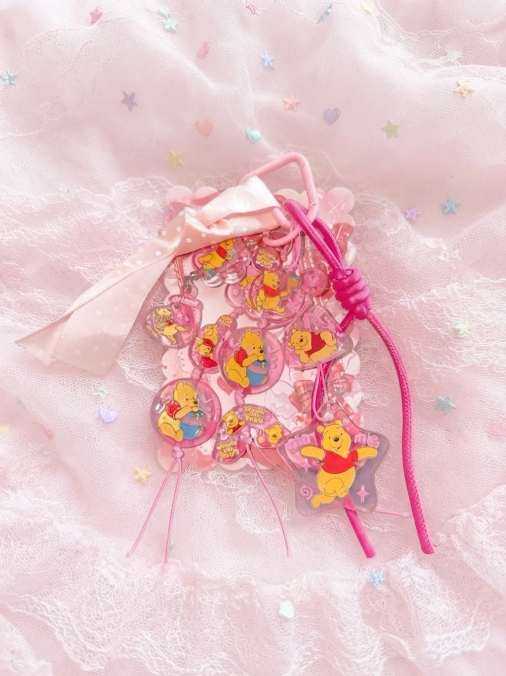 Pink Winnie the Pooh keychain